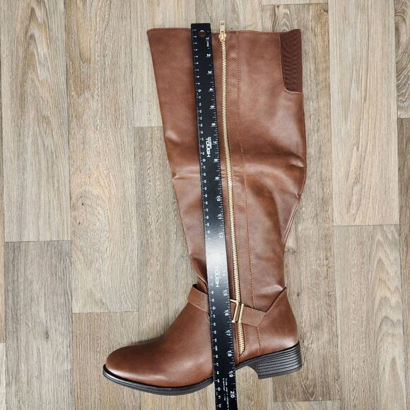 Shoe‎ Dazzle Balmani-WC Women's Size 10 Brown Faux Leather Zip Up Riding Boots - Picture 4 of 7